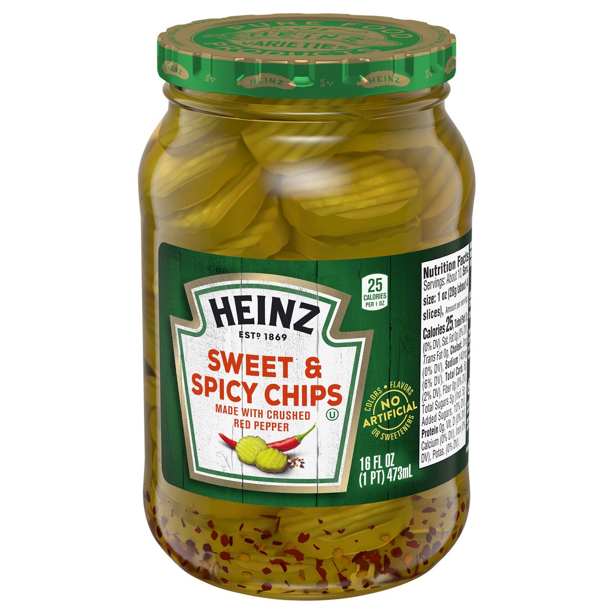 slide 7 of 9, Heinz Sweet & Spicy Pickle Chips with Crushed Red Pepper, 16 fl oz Jar, 16 fl oz