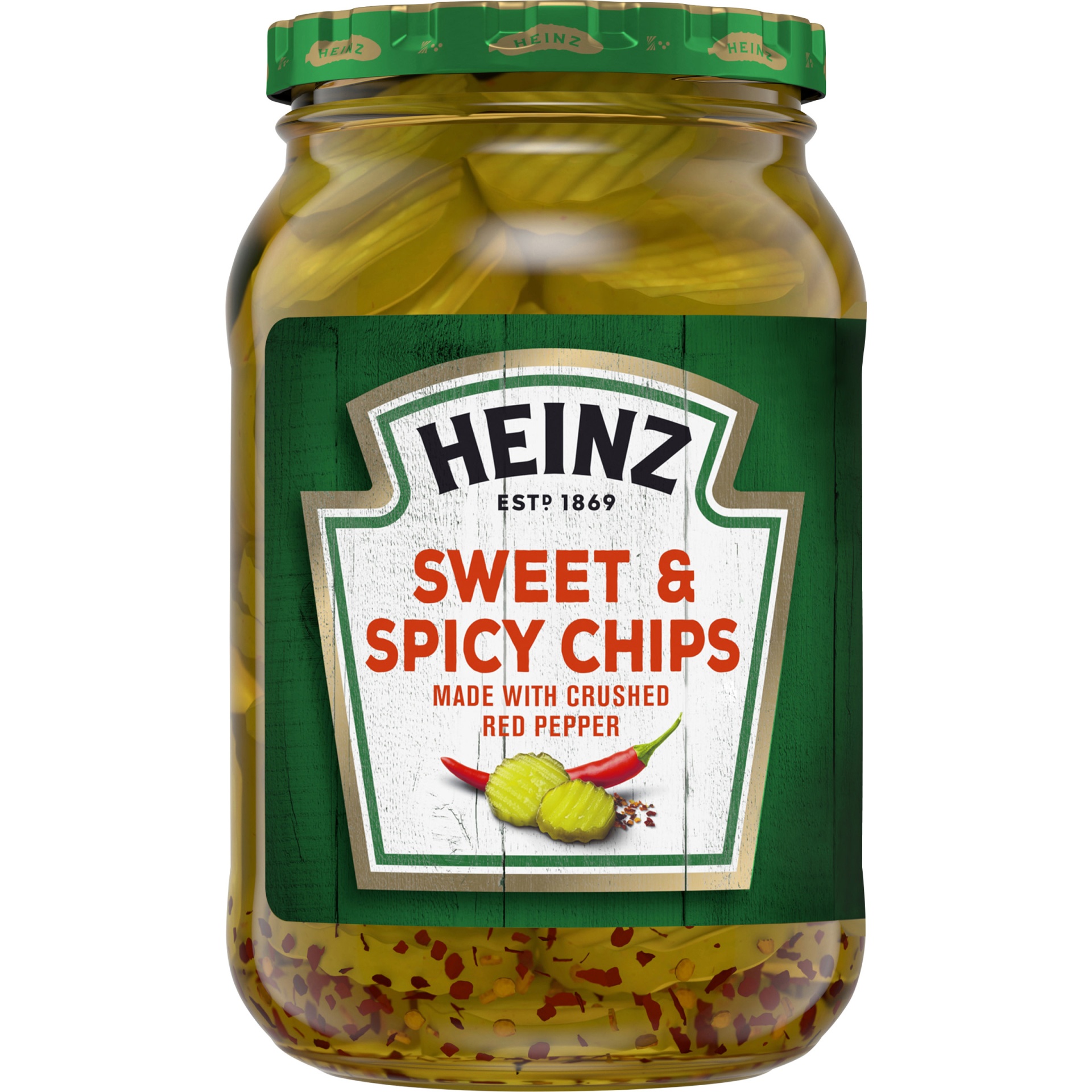 slide 1 of 1, Heinz Sweet & Spicy Pickle Chips with Crushed Red Pepper Jar, 16 fl oz