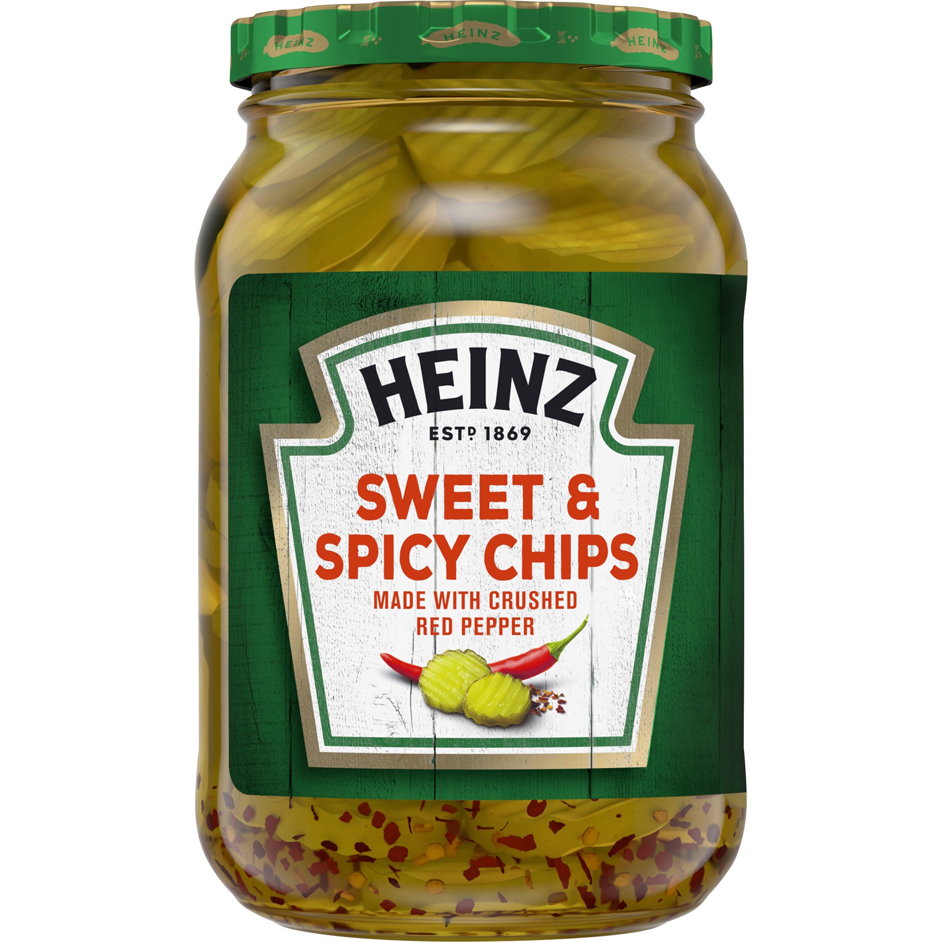 slide 1 of 9, Heinz Sweet & Spicy Pickle Chips with Crushed Red Pepper, 16 fl oz Jar, 16 fl oz