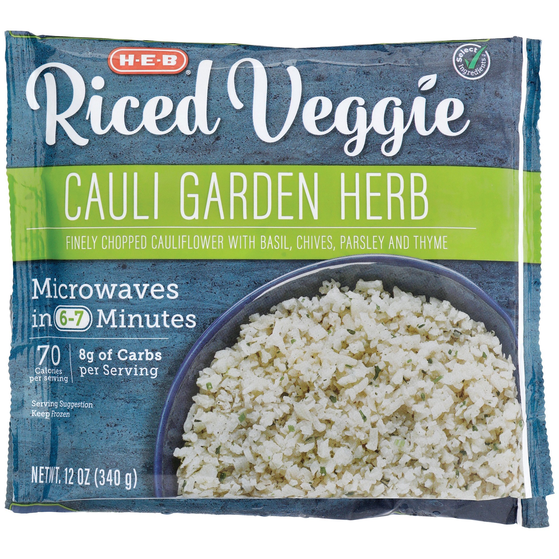 slide 1 of 1, H-E-B Frozen Riced Veggie Garden Herb Cauli Rice, 12 oz