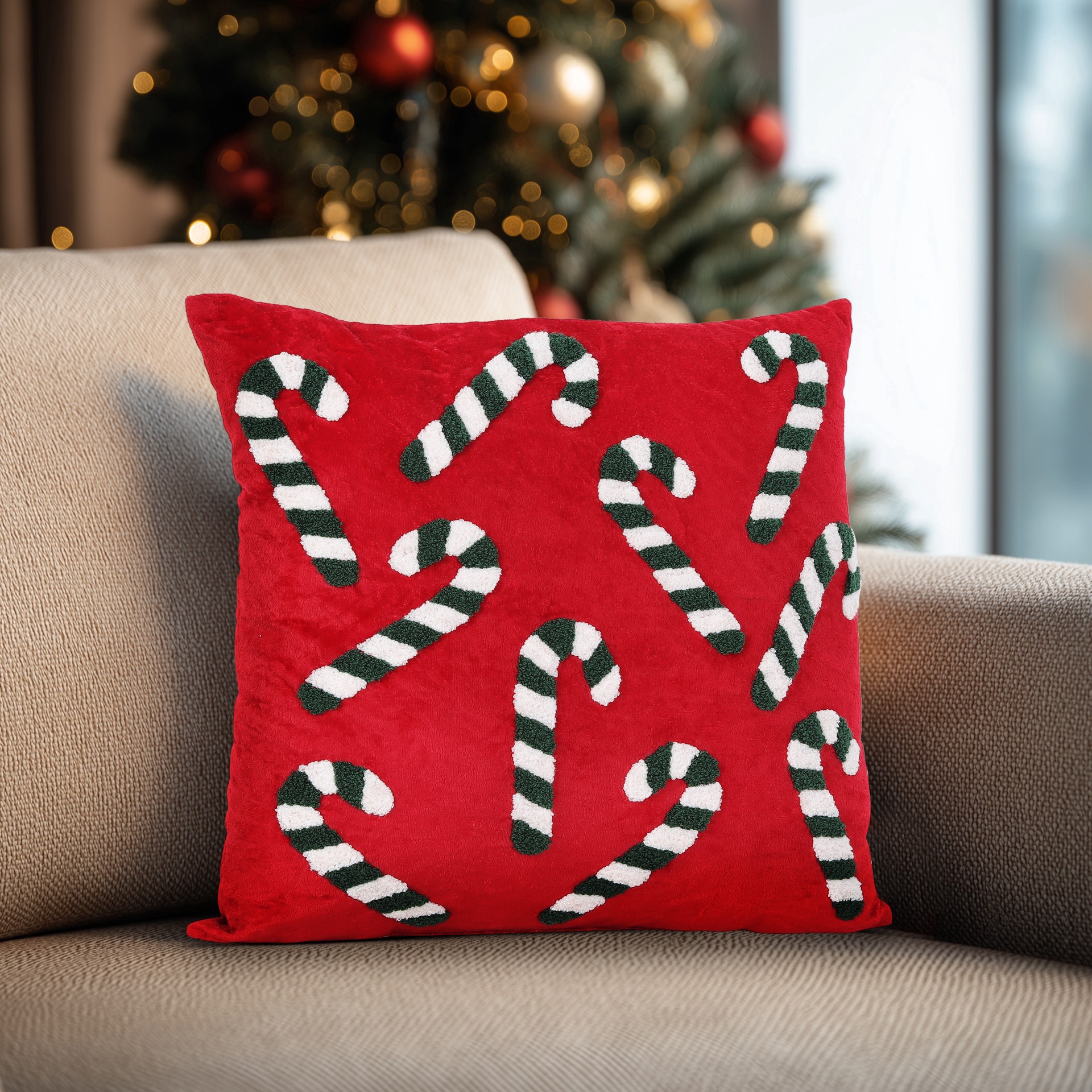 slide 4 of 6, 16" Candy Cane Throw Pillow By Ashland, 16 in x 16 in