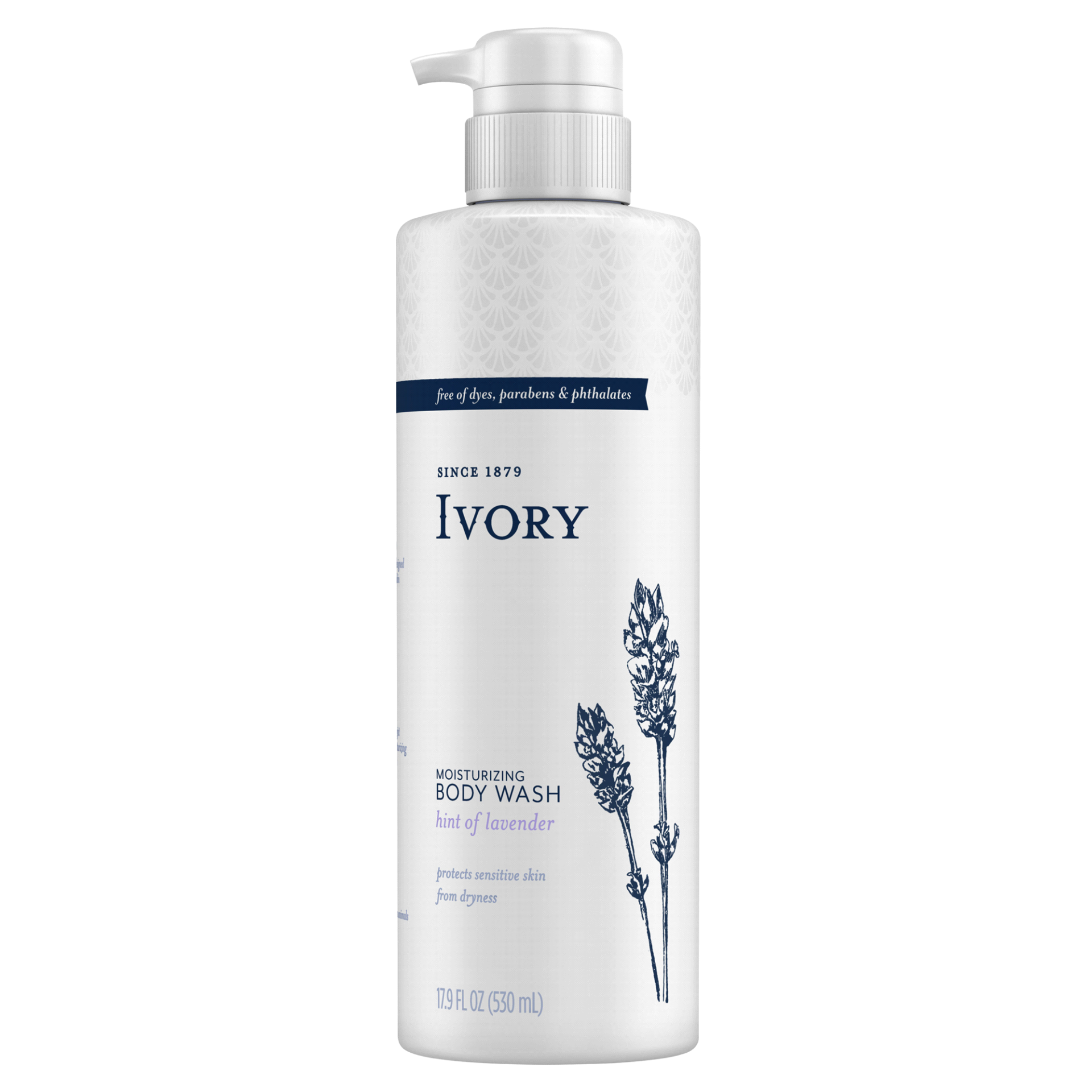 slide 1 of 1, Ivory Sensitive Skin Moisturizing Body Wash Hint of Lavender, 17.9 fl oz