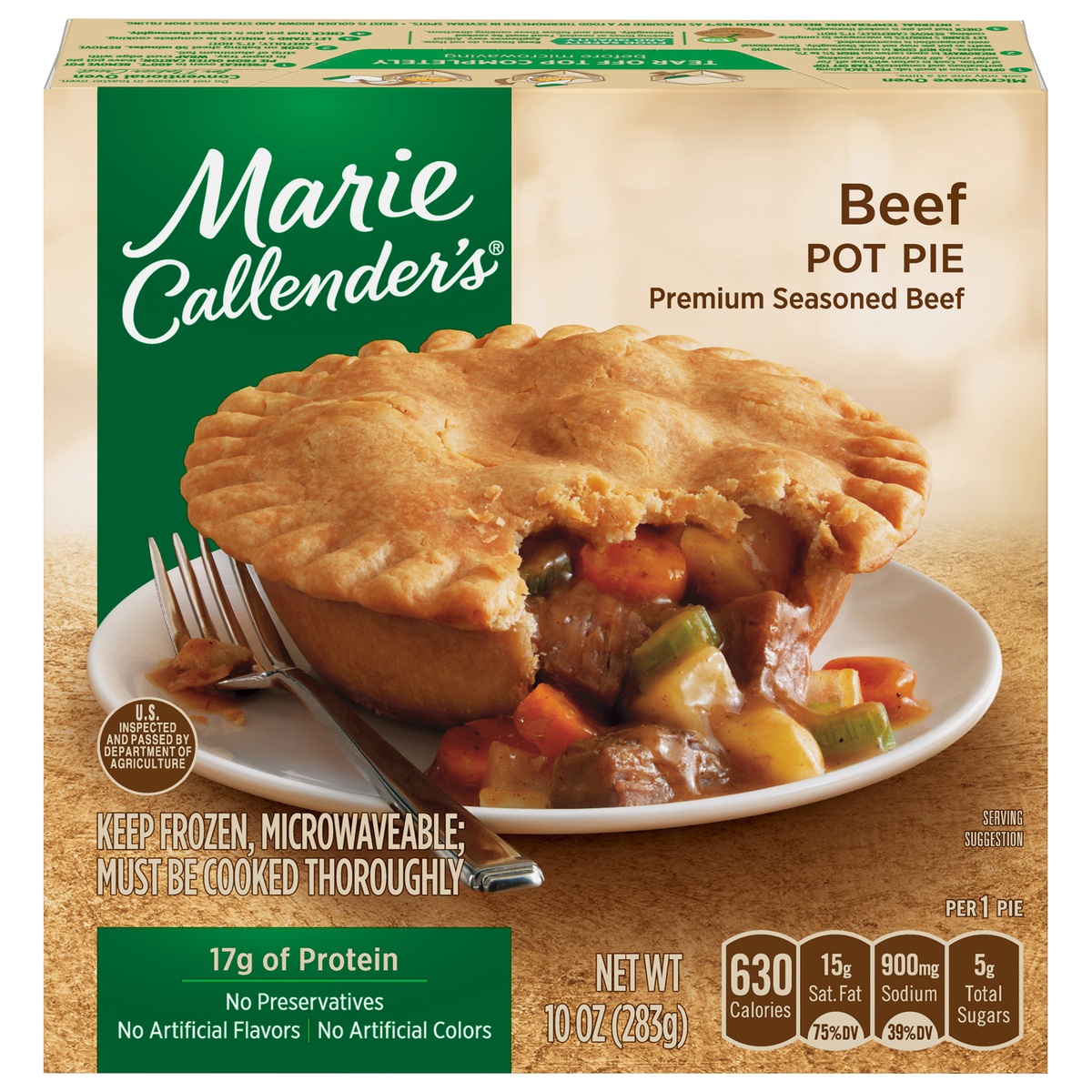 slide 1 of 6, Marie Callender's Beef Pot Pie, Frozen Meal, 10 OZ, 10 oz