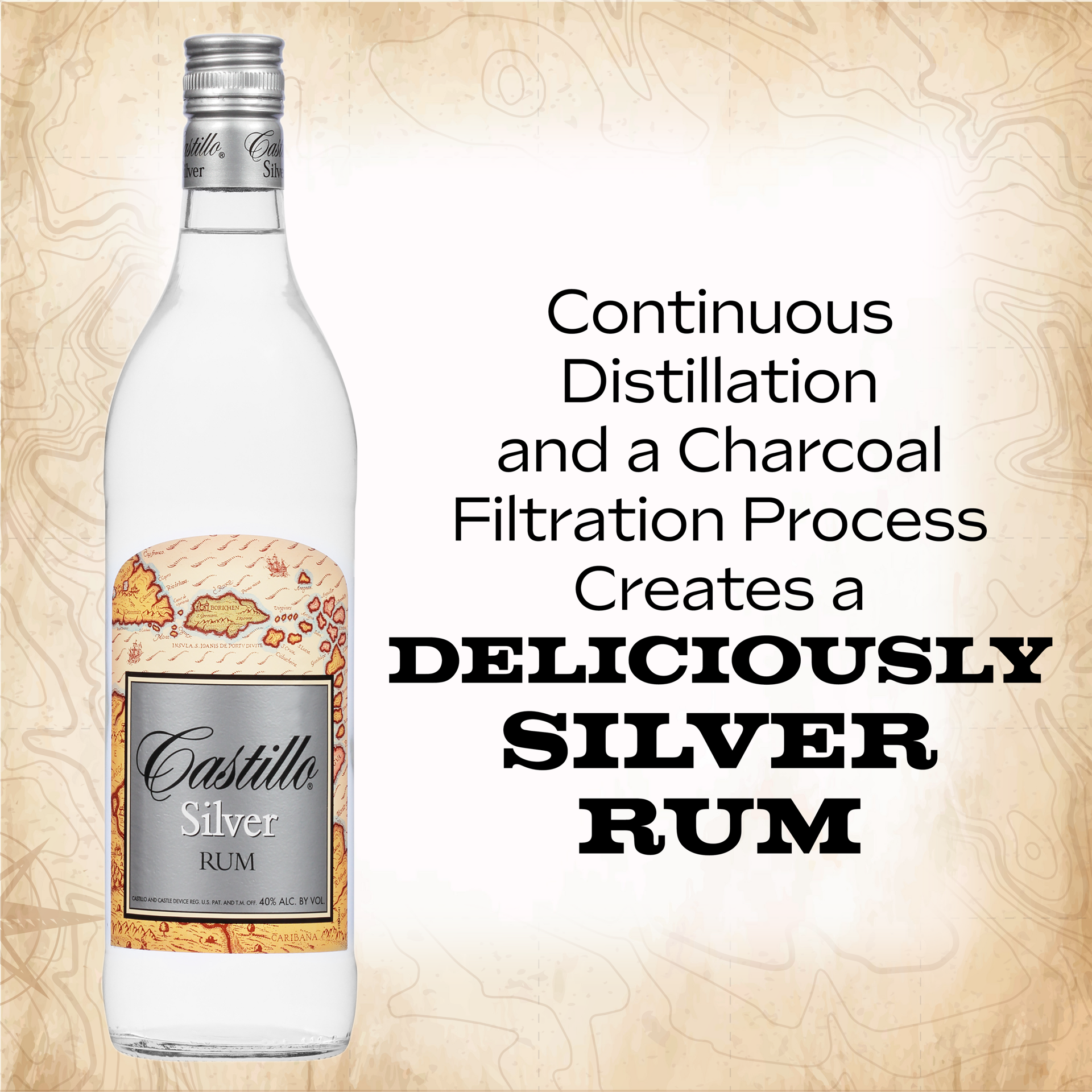 slide 4 of 5, Castillo Silver Rum Liquor 40% 75Cl/750Ml, 750 ml