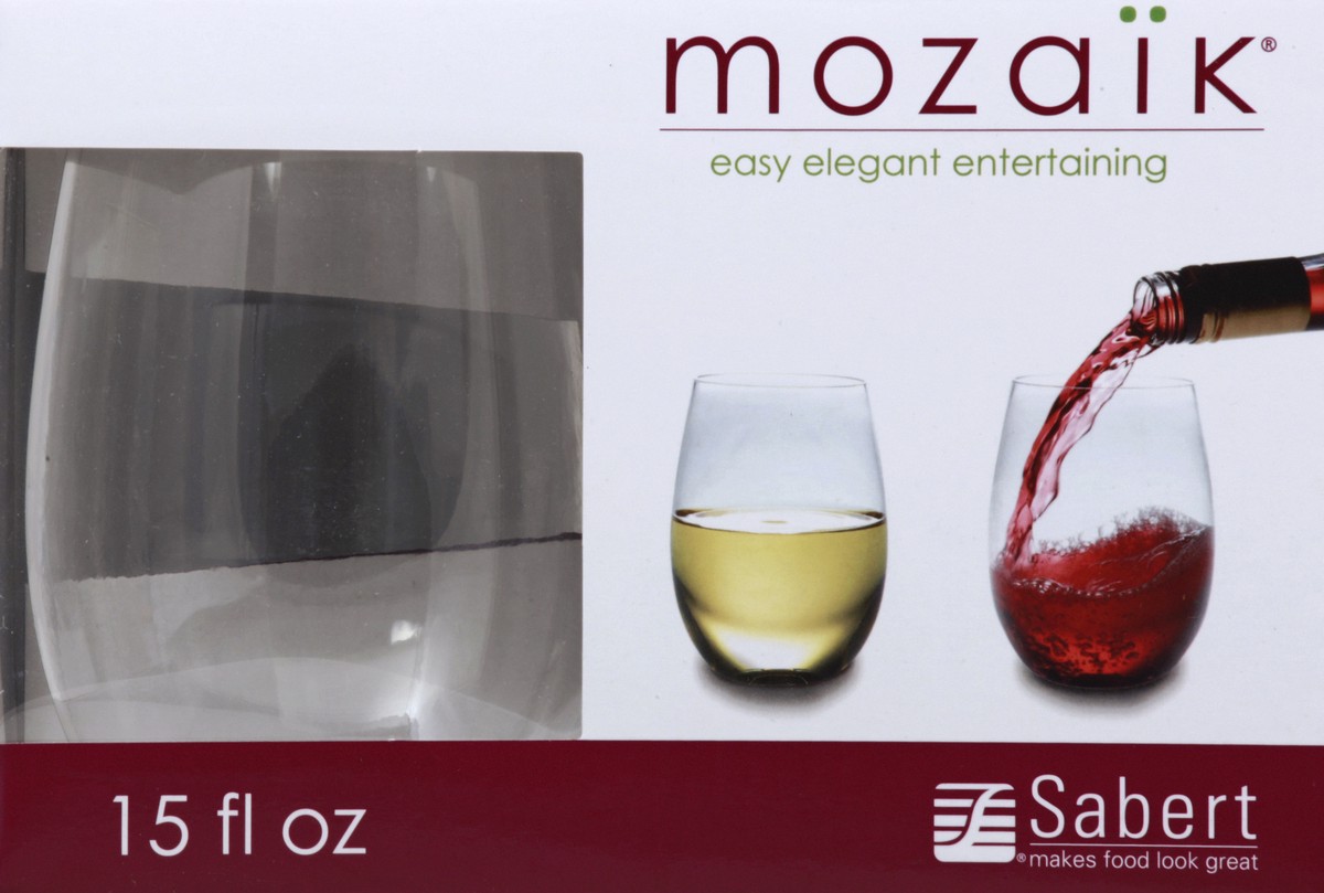 slide 3 of 4, Mozaik Wine Glass Stemless, 4 ct