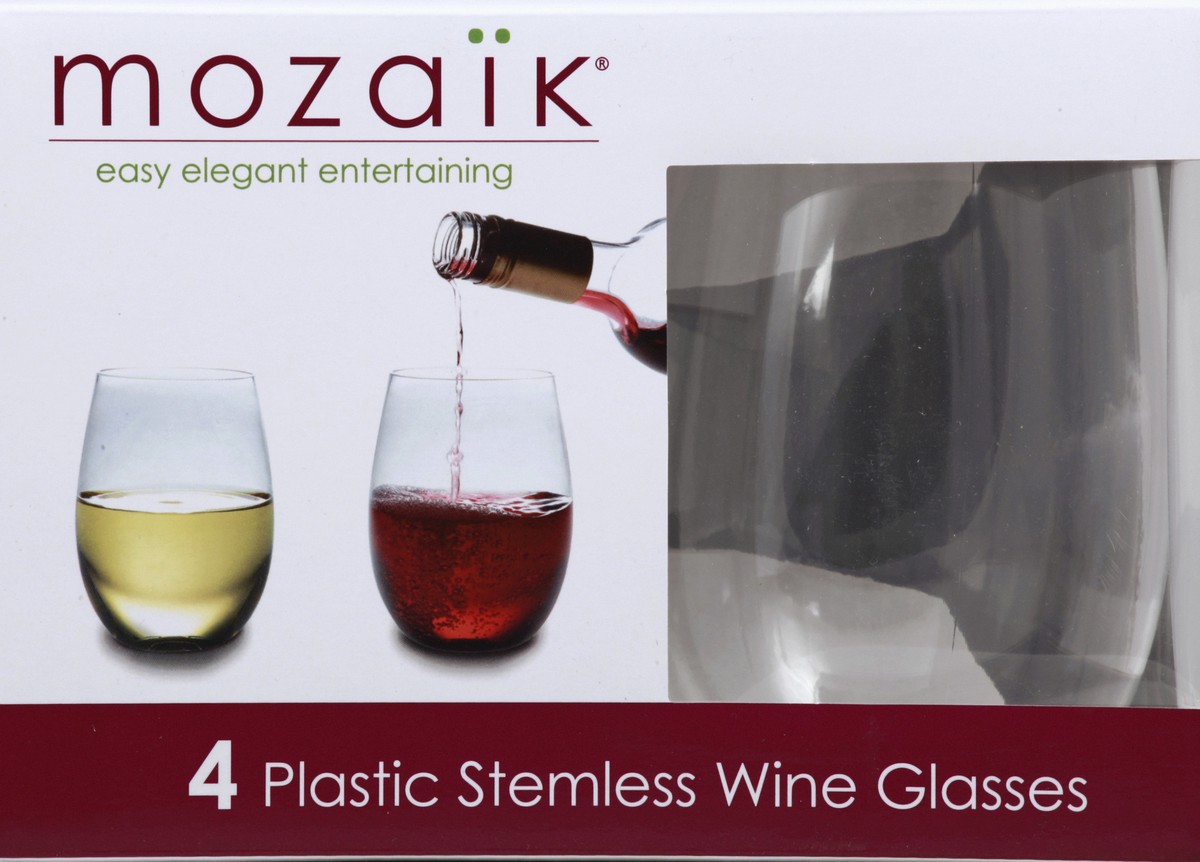 slide 4 of 4, Mozaik Wine Glass Stemless, 4 ct