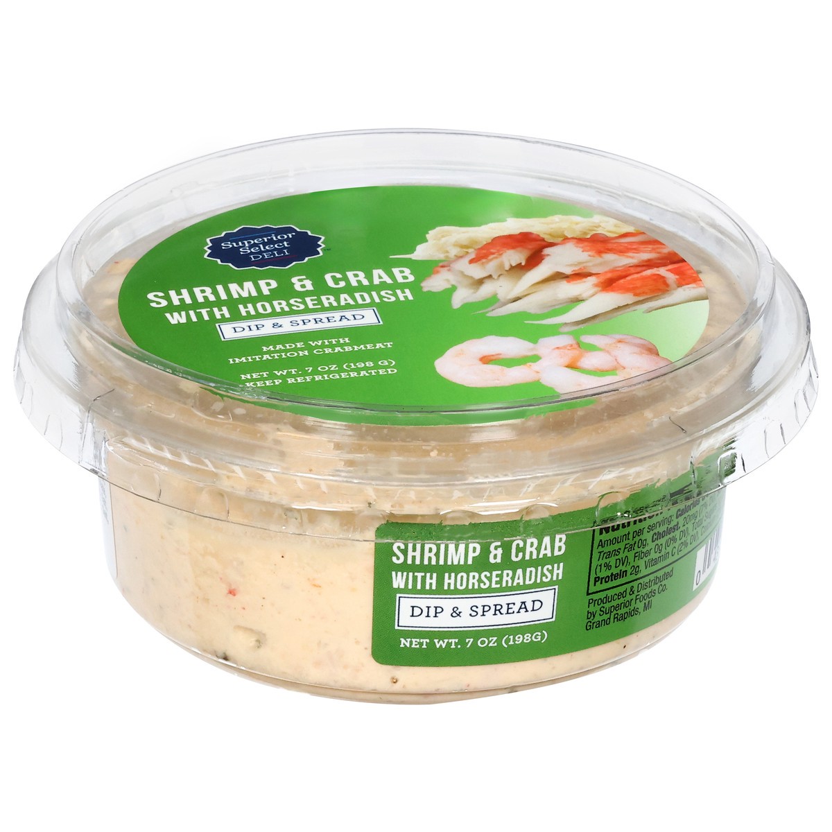 slide 2 of 13, Superior Select Shrimp & Crab with Horseradish Dip & Spread 7 oz, 7 oz