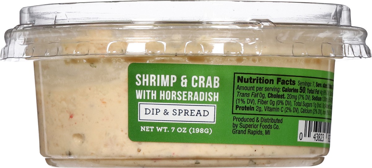 slide 3 of 13, Superior Select Shrimp & Crab with Horseradish Dip & Spread 7 oz, 7 oz
