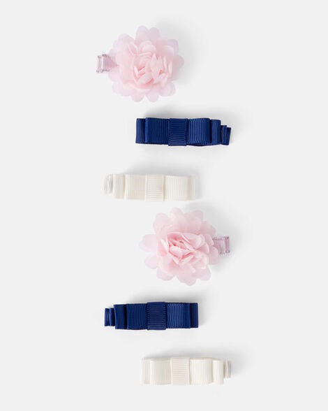 slide 1 of 2, Baby 6-Pack Bow Hair Clips - Blue/White/Pink Blue, White, Pink OSZ, 1 ct