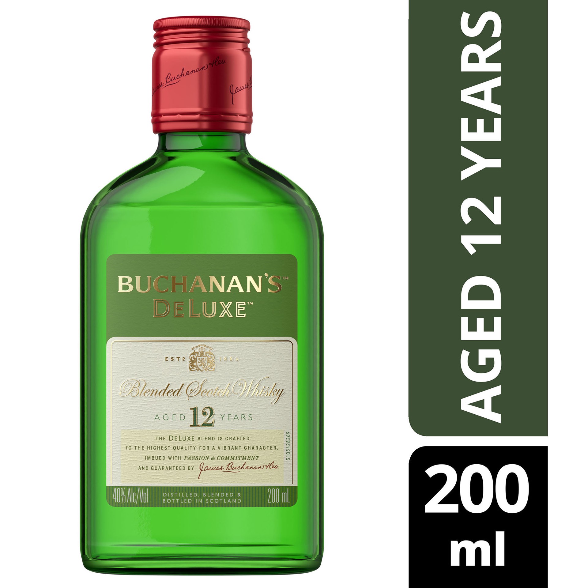 slide 3 of 4, Buchanan's DeLuxe Aged 12 Years Blended Scotch Whisky, 200 mL, 200 ml