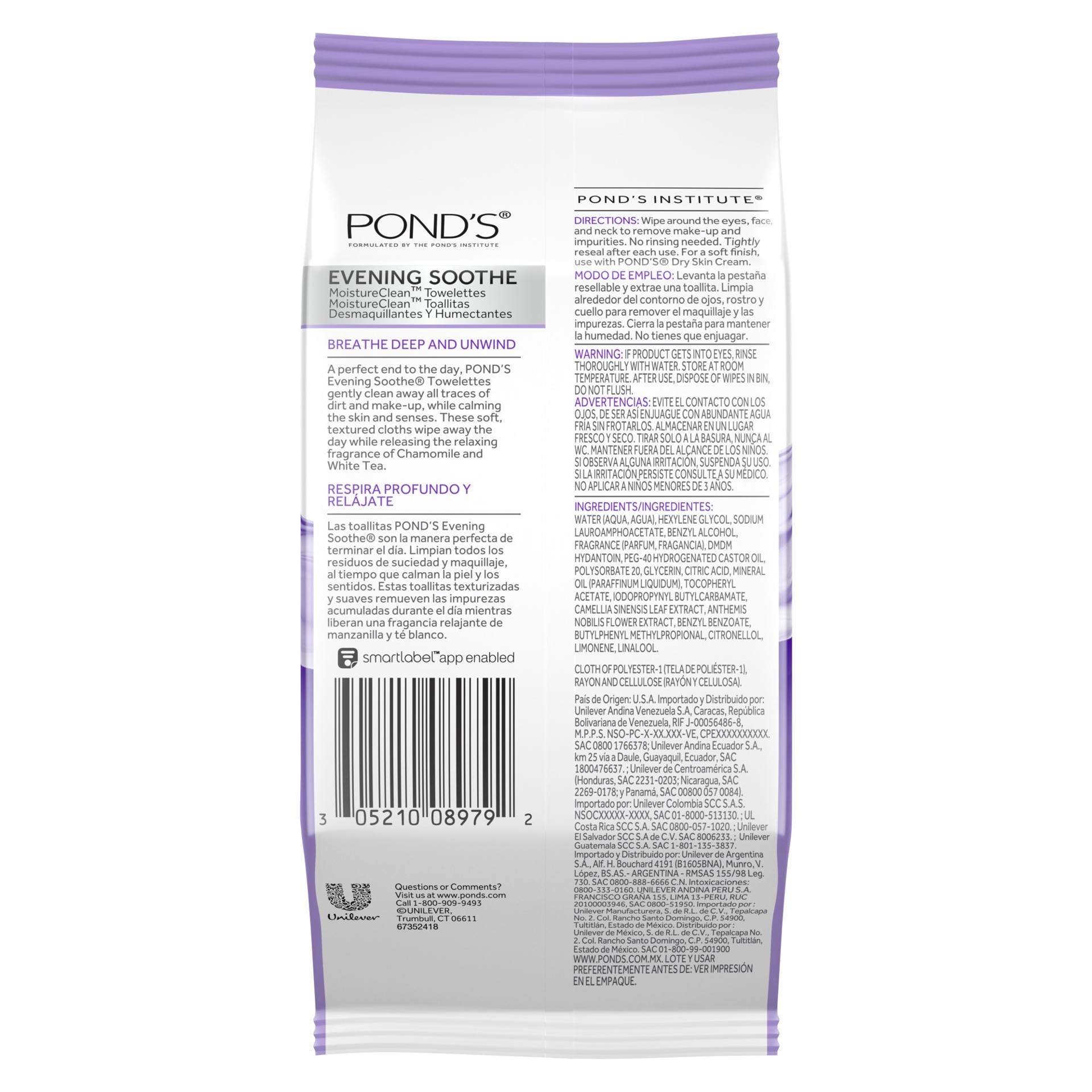 slide 2 of 4, Pond's Makeup Remover Wipes Evening Soothe, 28 ct, 28 ct