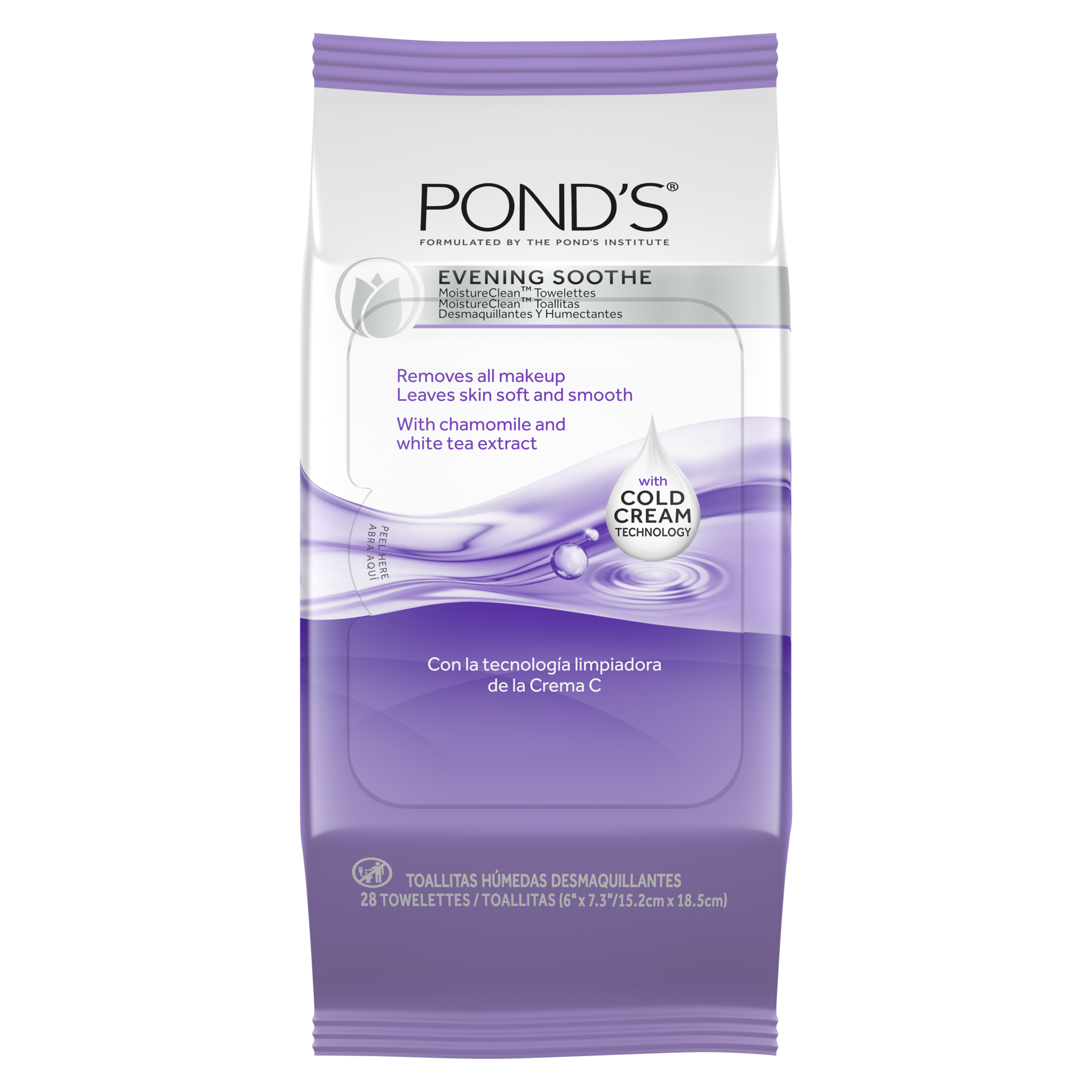 slide 4 of 4, Pond's Makeup Remover Wipes Evening Soothe, 28 ct, 28 ct