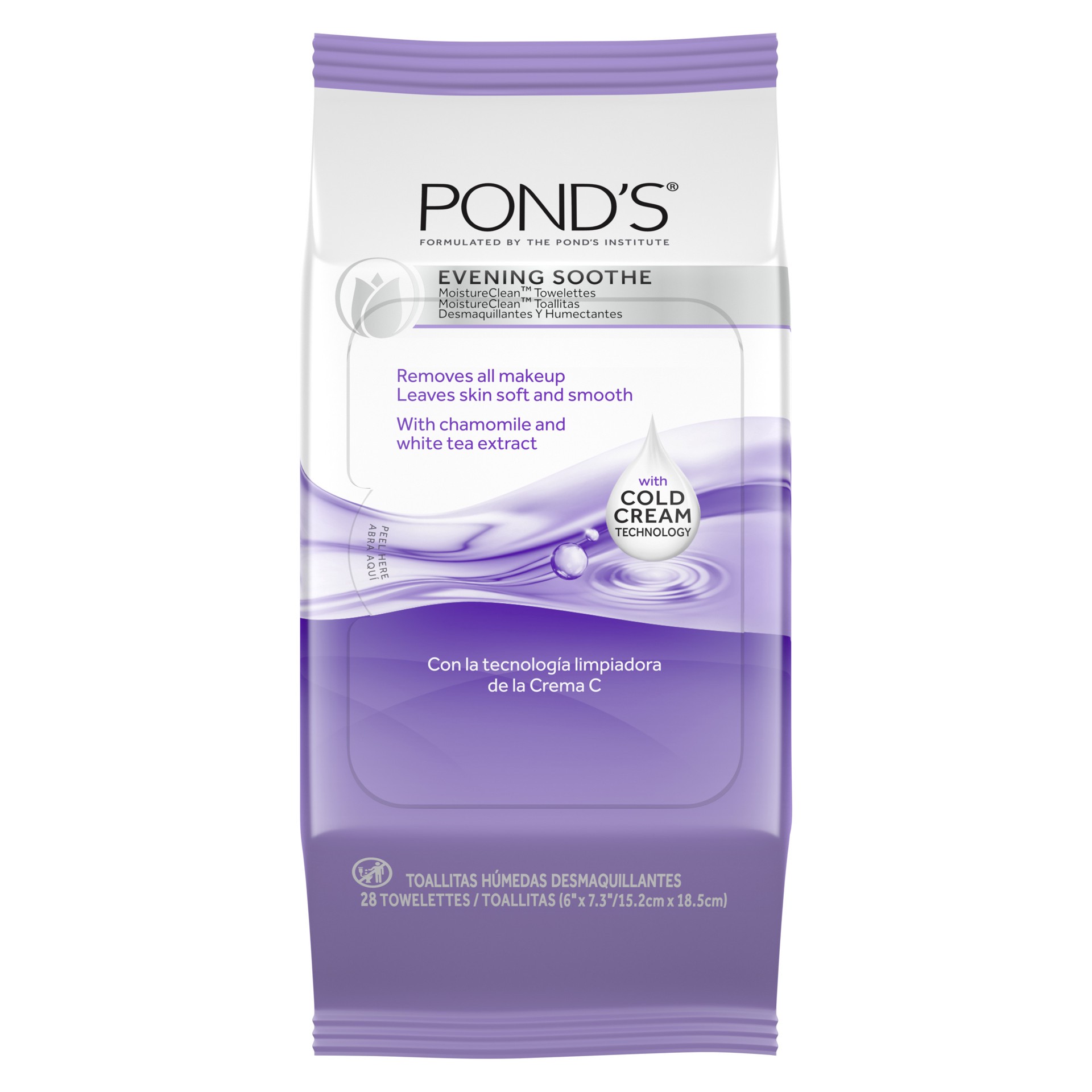 slide 1 of 4, Pond's Makeup Remover Wipes Evening Soothe, 28 ct, 28 ct