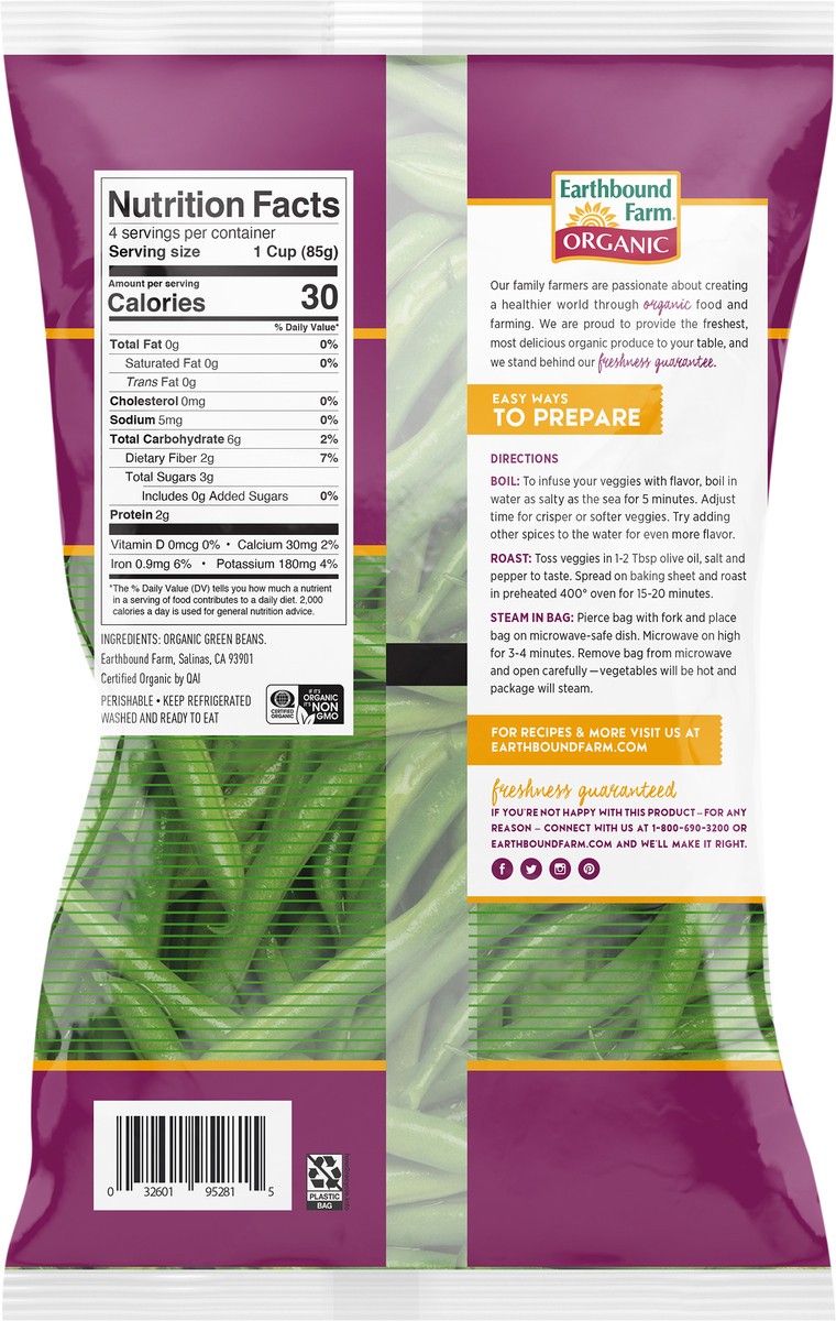 slide 2 of 3, Earthbound Farm Organic Green Beans, 12 Ounce, 12 oz