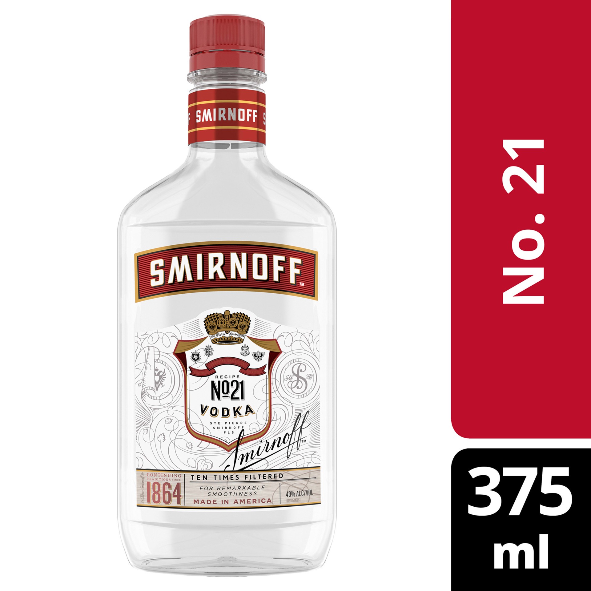 slide 1 of 10, Smirnoff No. 21 80 Proof Vodka, 375 mL PET Bottle, 375 ml