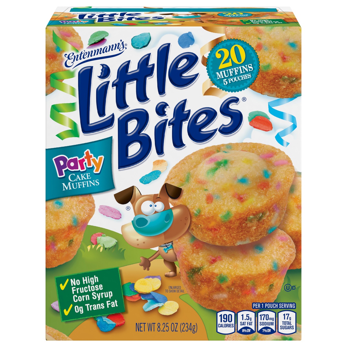 slide 1 of 1, Entenmann's Little Bites Party Cake Mini Muffin Pouches, 8.25 oz