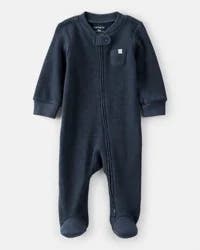 Carter's Baby Boy Solid Cotton Long-Sleeve 2-Way Zip Sleep & Play Pajamas - Navy Navy Blue 3M