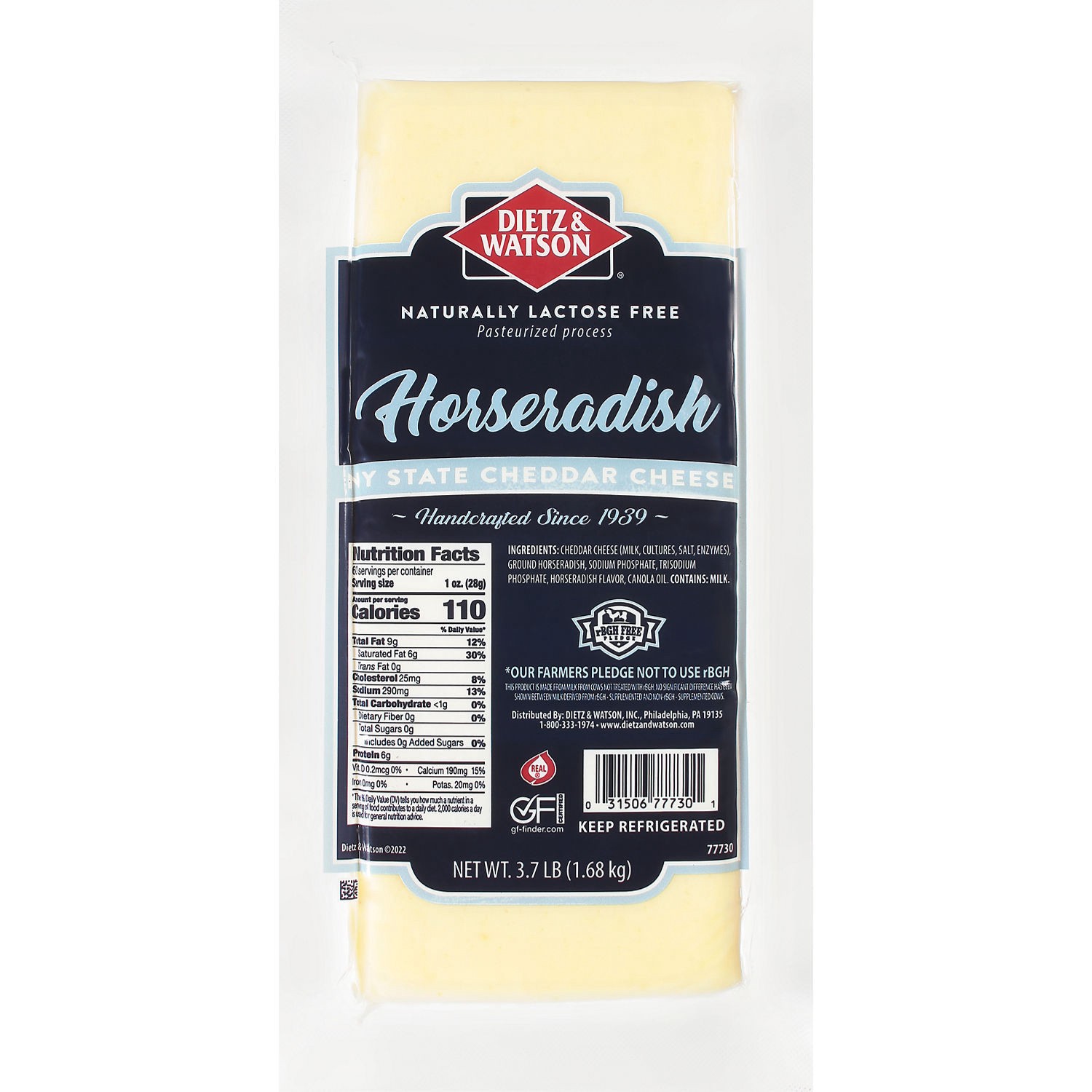 slide 1 of 1, Dietz & Watson Horseradish Cheddar, Per lb, per lb