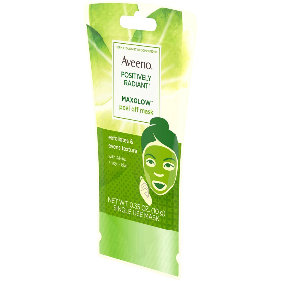 slide 2 of 6, Aveeno Positively Radiant MaxGlow Peel Off Face Mask, 0.35 oz, 0.35 oz