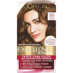 L'Oréal Excellence Triple Protection Permanent Hair Color - 6.3 fl oz - 5G M Golden Brown - 1 Kit