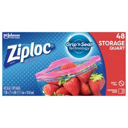 Ziploc Brand Storage Quart Bags, Plastic Storage Bags for Food, 48 Count