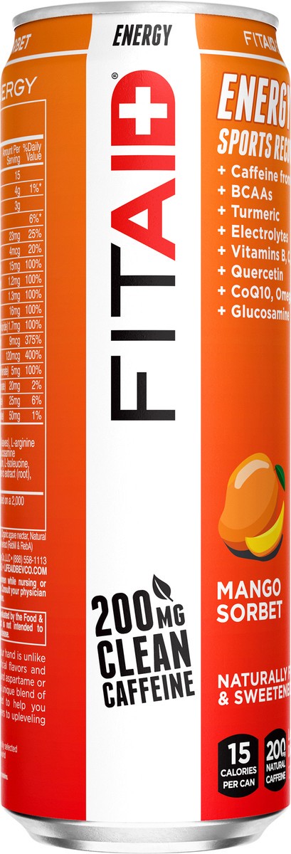 slide 10 of 11, FITAID Energy Mango Sorbet Single Can, 12 fl oz