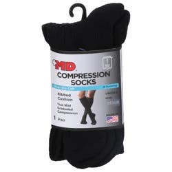+MD Medium Unisex Ribbed Cushion Black Over the Calf Compression Sock 1 ea