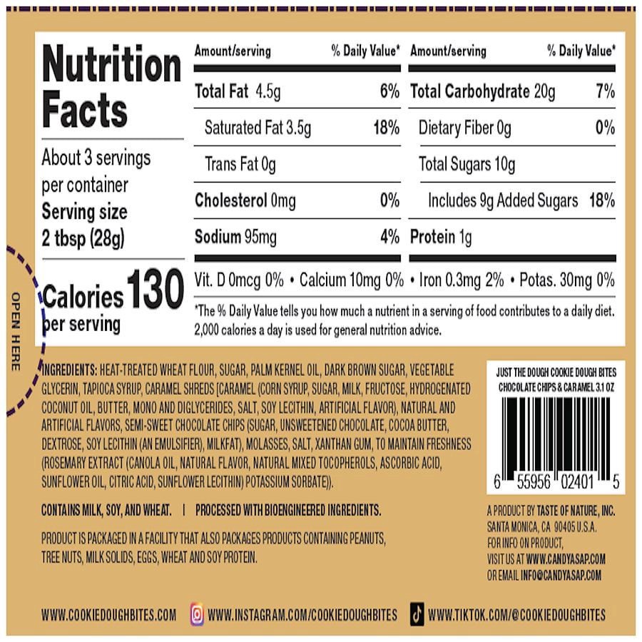 slide 4 of 4, Cookie Dough Bites Just The Dough Theatre Box Chocolate Chip & Caramel, 3.1 oz