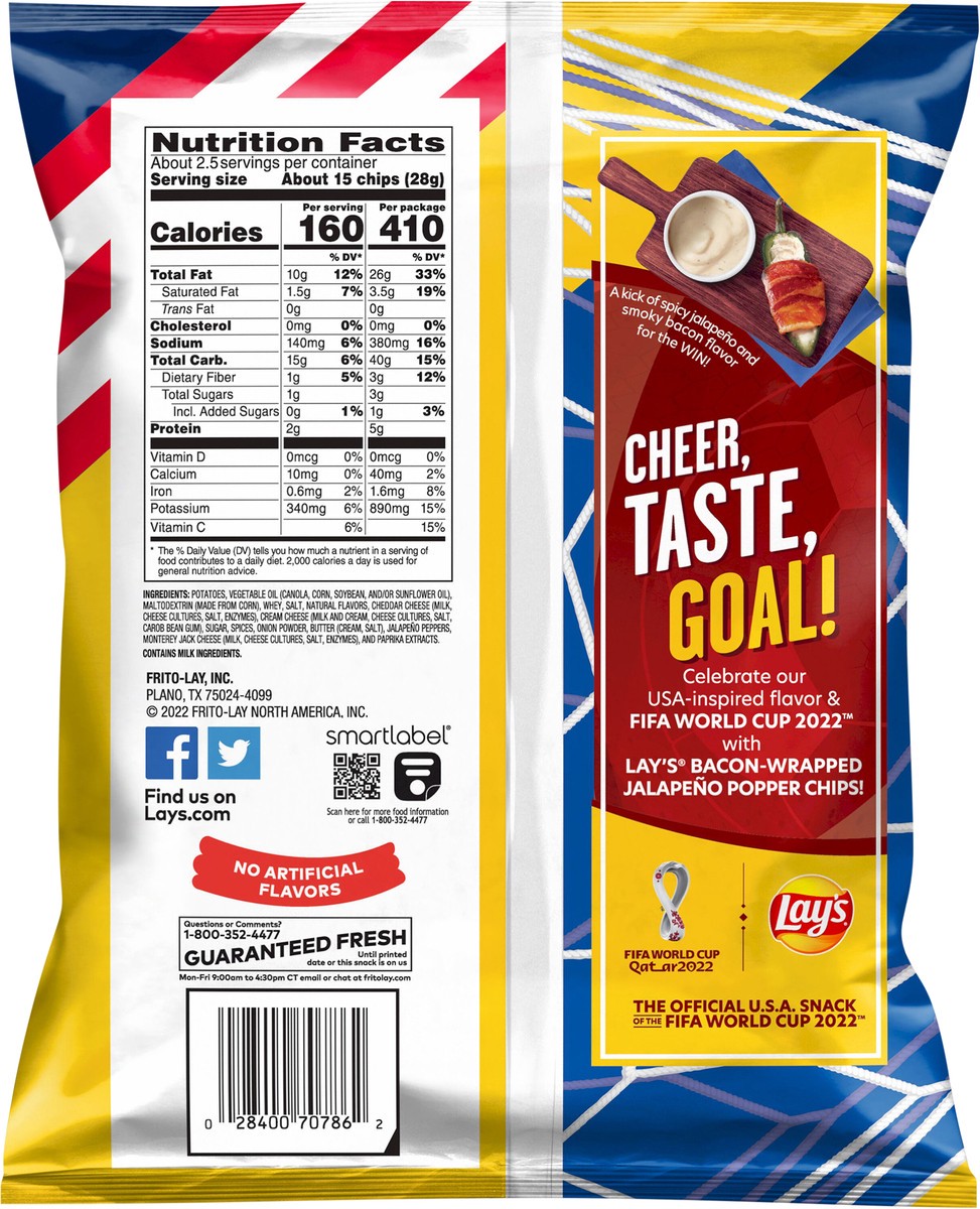 slide 2 of 3, Lay's Potato Chips Bacon Wrapped Jalapeno Popper 2 5/8 Oz, 2.62 oz