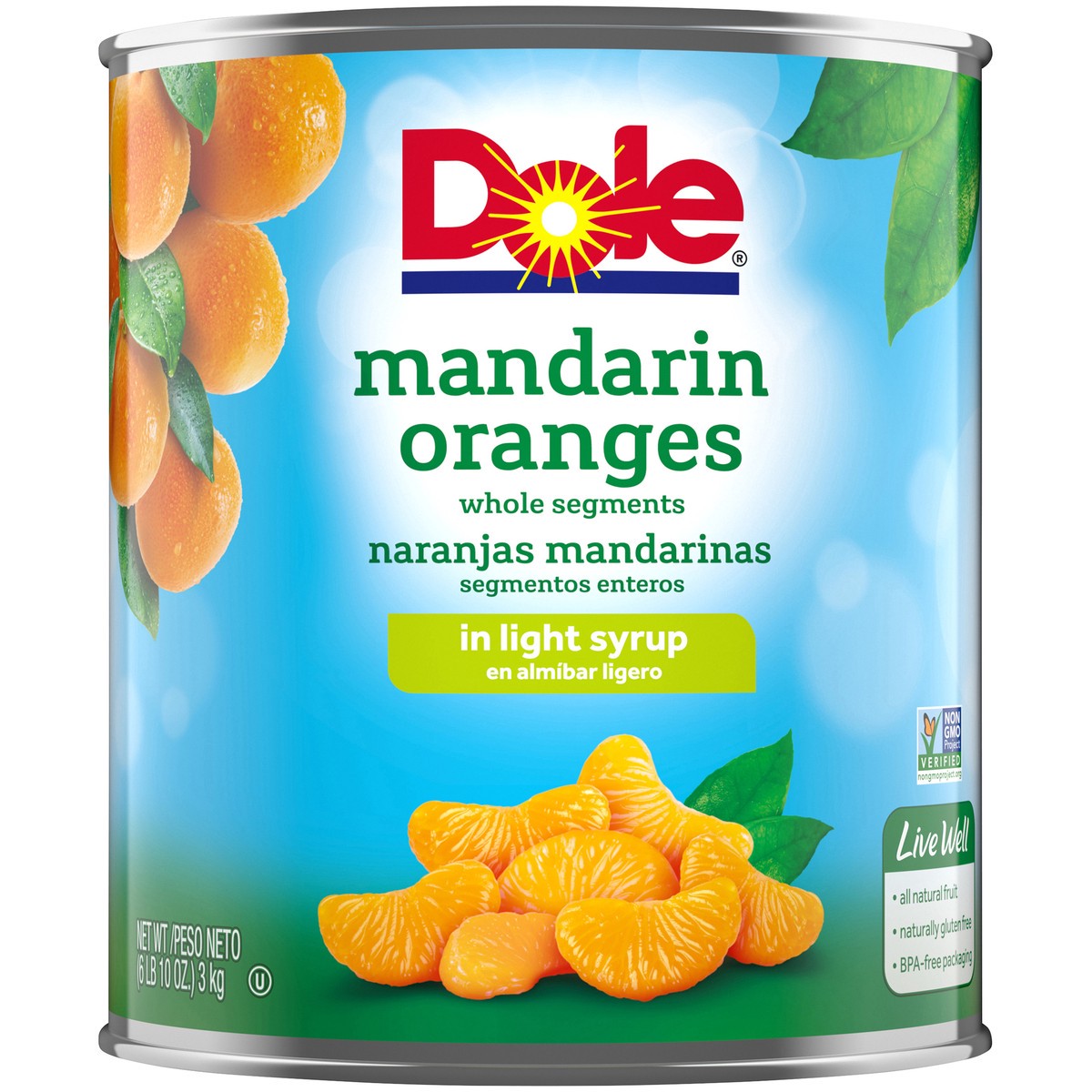 slide 1 of 10, Dole Mandarin Oranges Whole Segments In Light Syrup 6.62 lb. Can, 6.62 lb