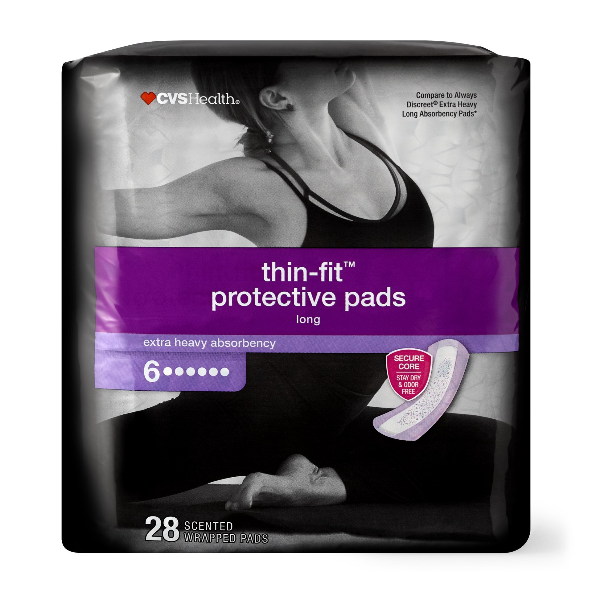 slide 1 of 1, CVS Health Thin-Fit Incontinence And Postpartum Pads For Women, Extra Heavy Absorbency, 28 Ct, 28 ct