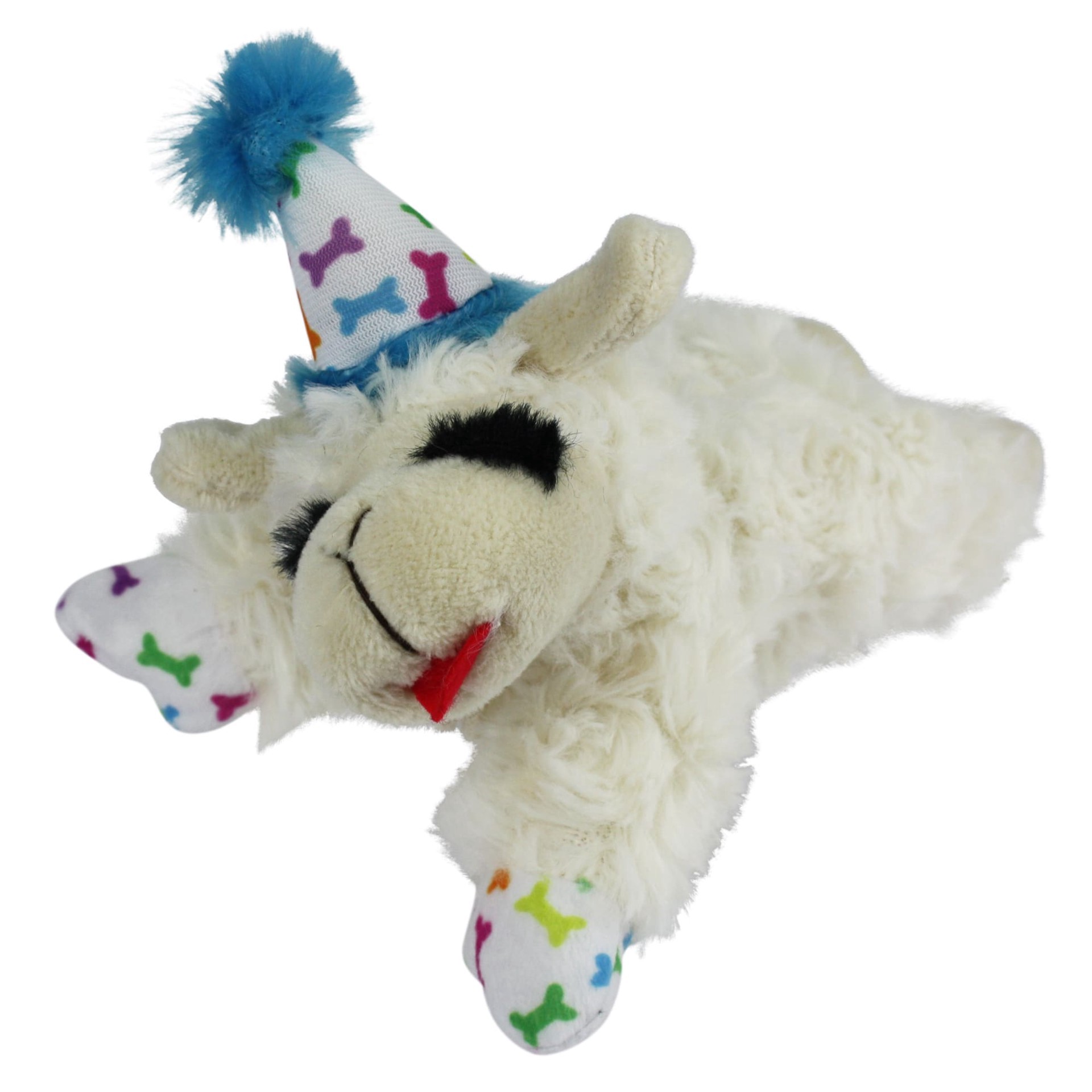 slide 1 of 1, Multipet Blue Happy Birthday Mini Lamb Chop Dog Toy, Small, 1 ct