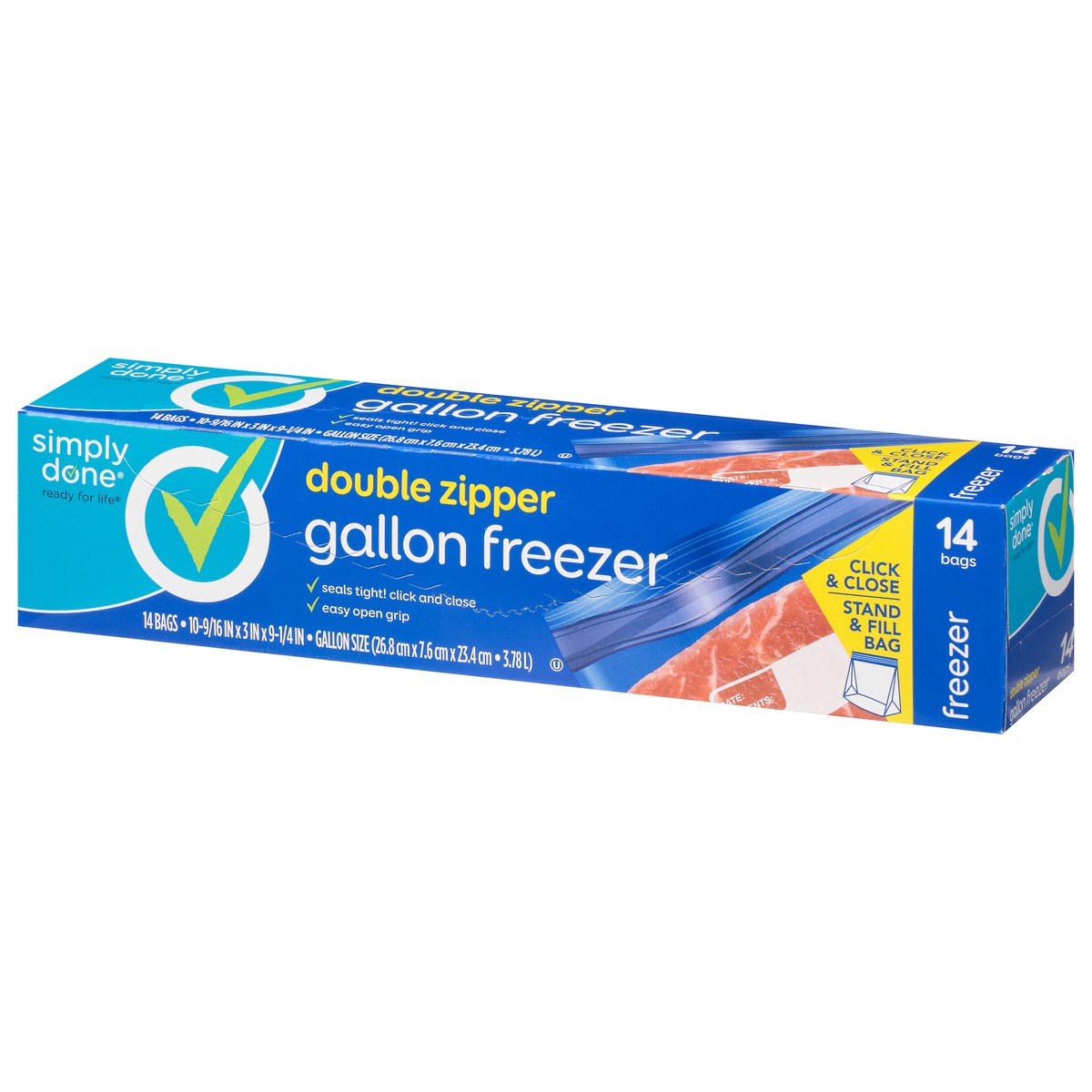 slide 10 of 17, Simply Done Gallon Size Freezer Bags, 14 ct