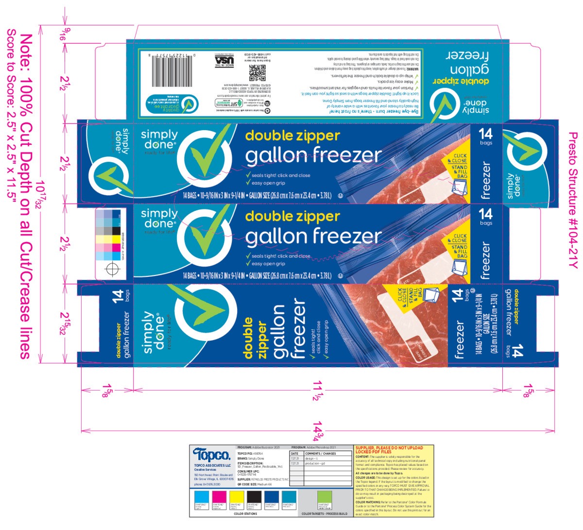 slide 3 of 17, Simply Done Gallon Size Freezer Bags, 14 ct