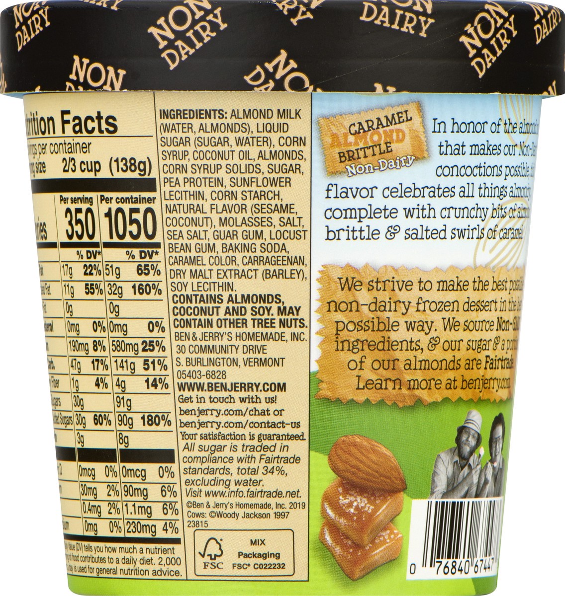 slide 6 of 6, Ben & Jerry's Non-dairy Caramel Almond Brittle, 16 oz