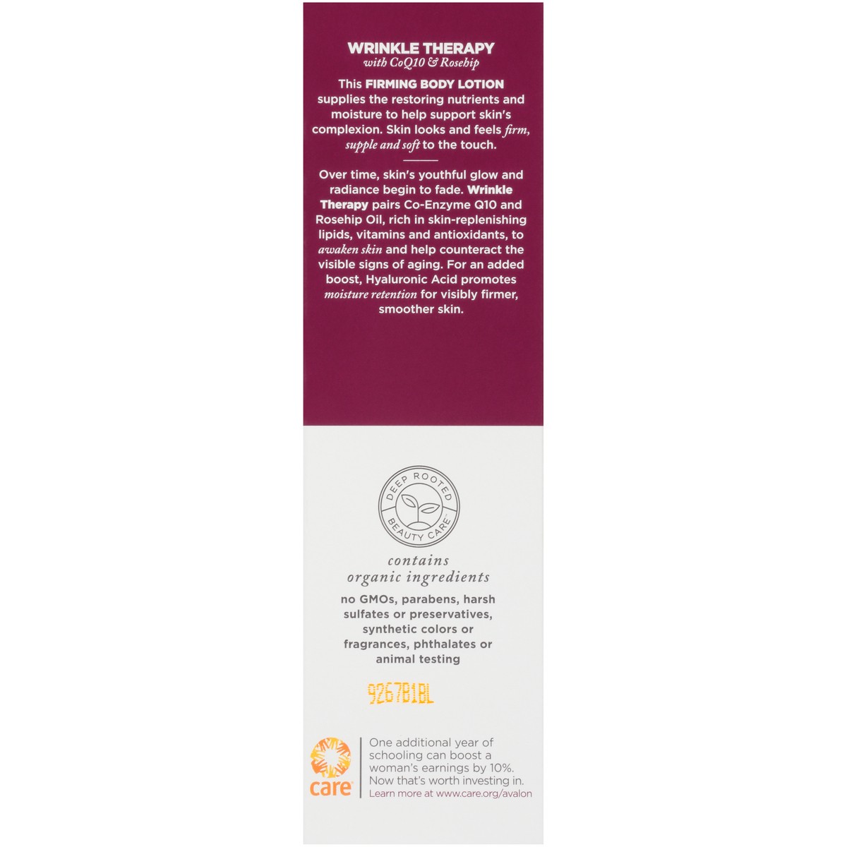 slide 7 of 9, Avalon Organics Wrinkle Therapy with CoQ10 & Rosehip Firming Body Lotion 8 oz. Box, 8 oz