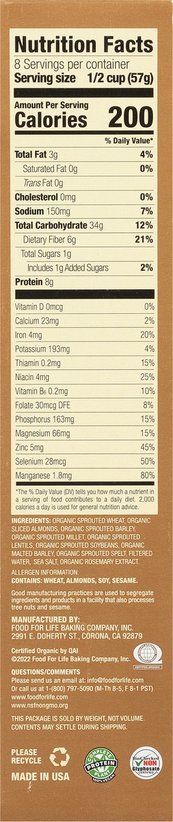 slide 3 of 9, Ezekiel 4:9 Sprouted Crunchy Almond Cereal 16 oz, 16 oz