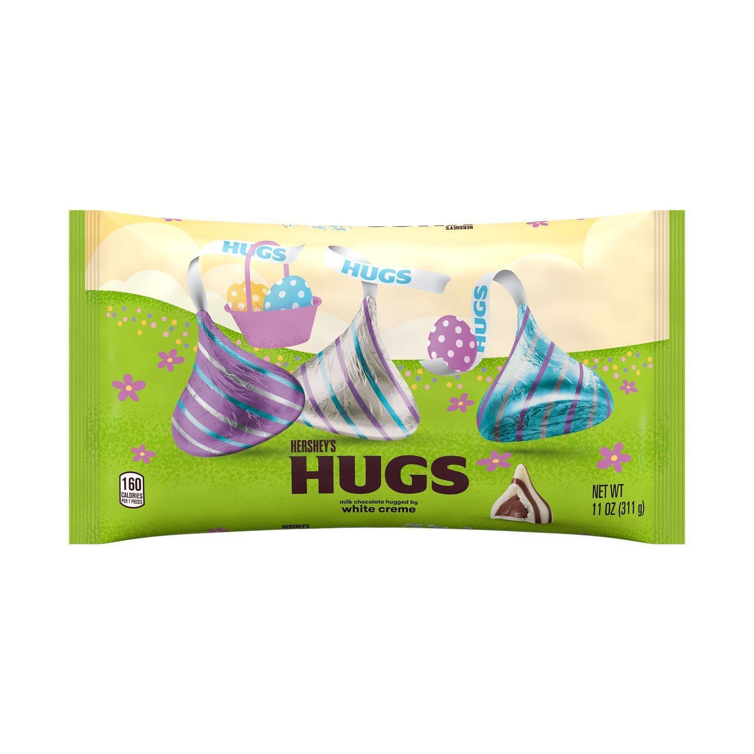 slide 1 of 2, Hershey's Hugs Easter Candy, Milk Chocolate Hugged by White Creme, 11 oz