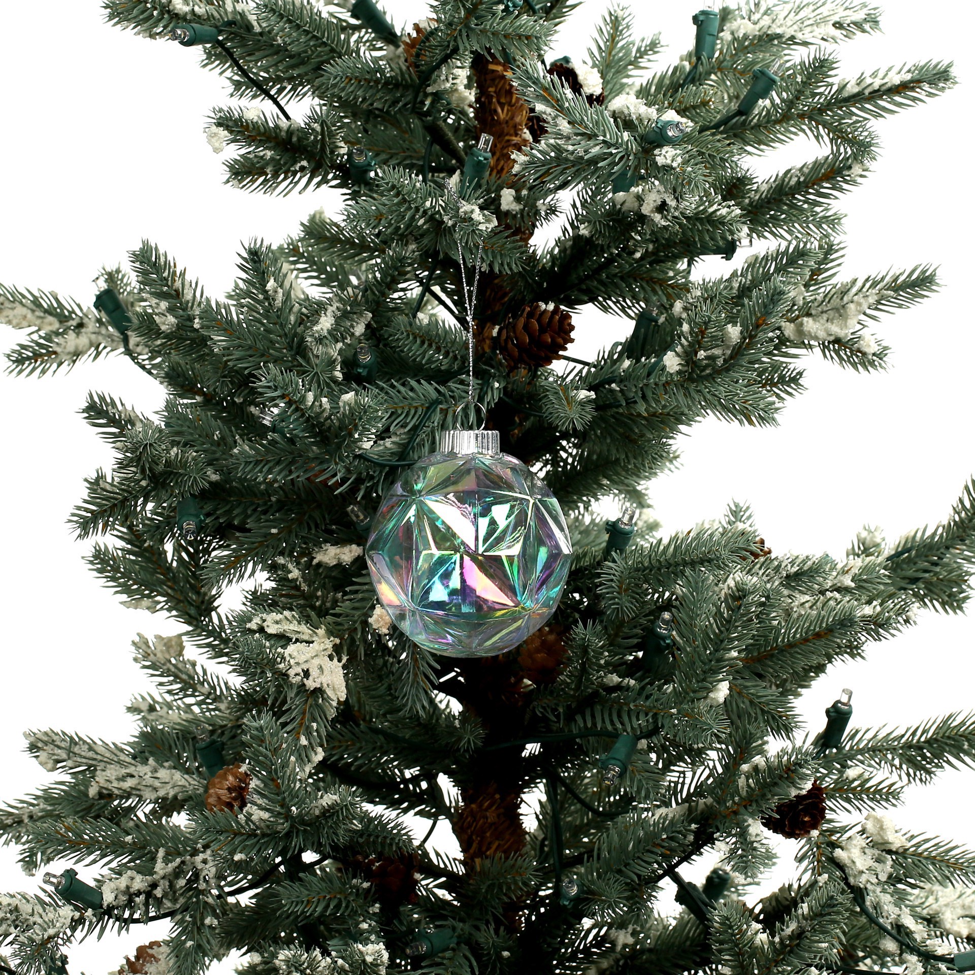 slide 2 of 2, 3.25" Clear Iridescent Diy Plastic Prism Ball Ornament By Make Market, 3.15 in x 3.15 in x 3.5 in