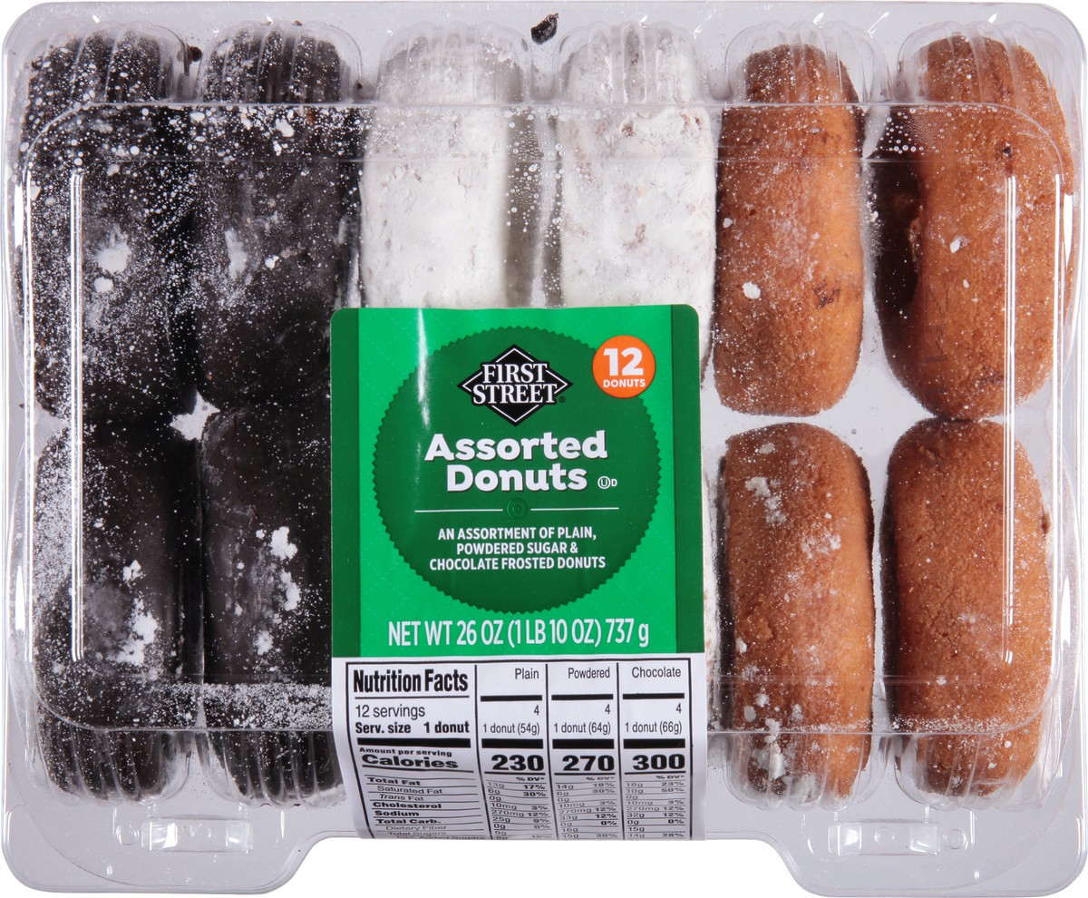 slide 6 of 13, First Street Large Variety Donuts, 26 oz