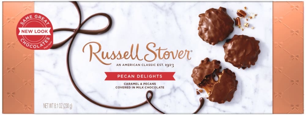 slide 1 of 1, Russell Stover Caramel & Pecans Covered In Milk Chocolate Pecan Delights, 8.1 oz