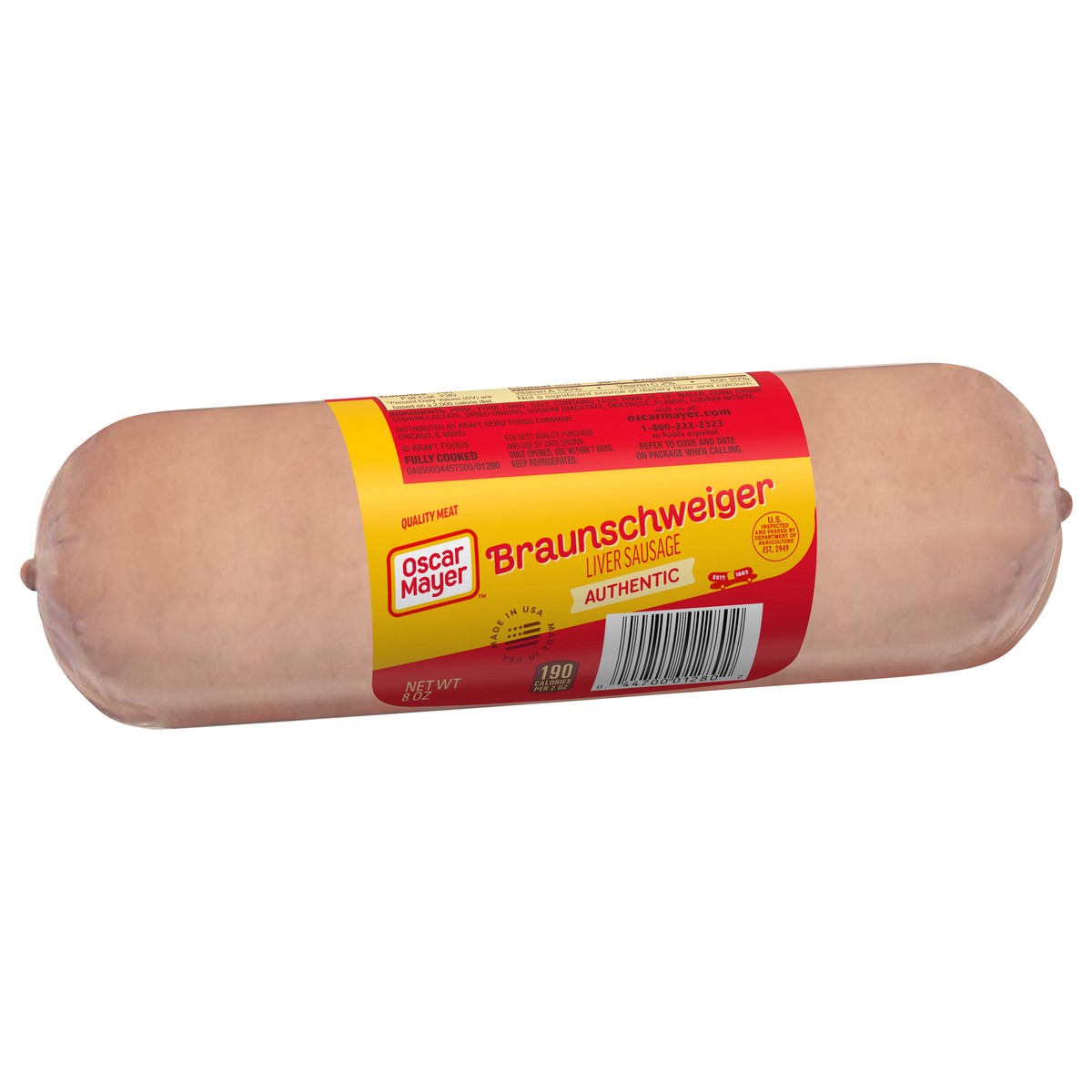 slide 5 of 9, Oscar Mayer Braunschweiger Liver Sausage, 8 oz. Pack, 8 oz