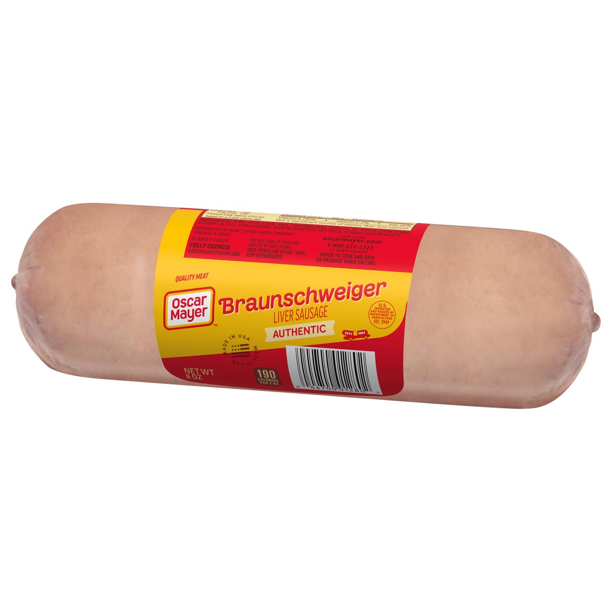 slide 8 of 9, Oscar Mayer Braunschweiger Liver Sausage, 8 oz. Pack, 8 oz