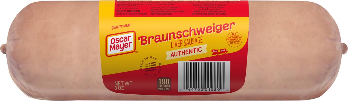 slide 6 of 9, Oscar Mayer Braunschweiger Liver Sausage, 8 oz. Pack, 8 oz