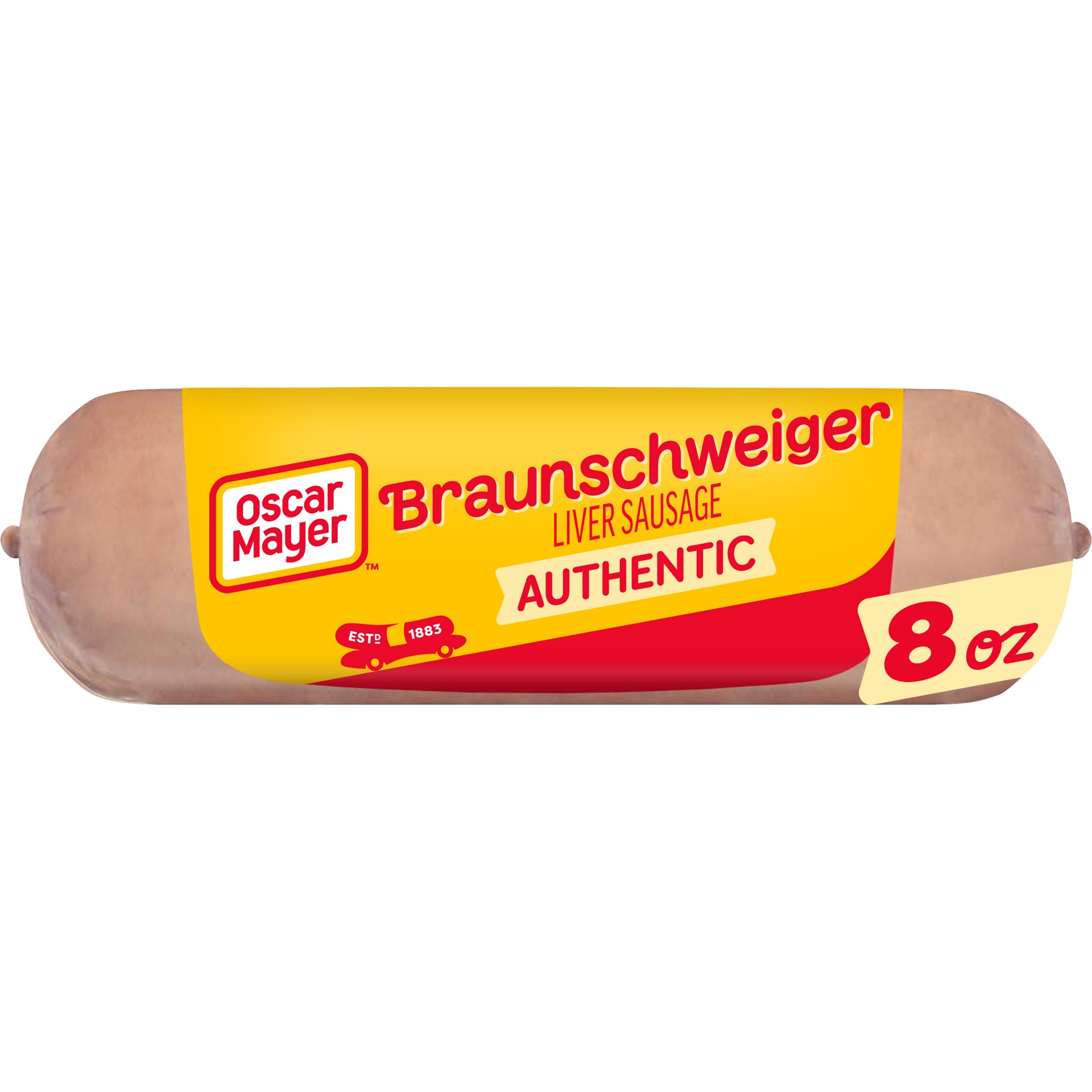 slide 1 of 9, Oscar Mayer Braunschweiger Liver Sausage, 8 oz. Pack, 8 oz
