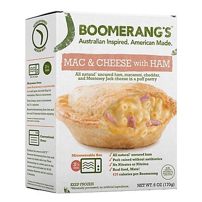 slide 1 of 1, Boomerang's Mac & Cheese with Ham Pie, 6 oz