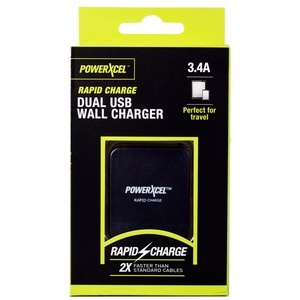 slide 1 of 1, PowerXcel Dual 3.4a Black, Wall Charger, 1 ct