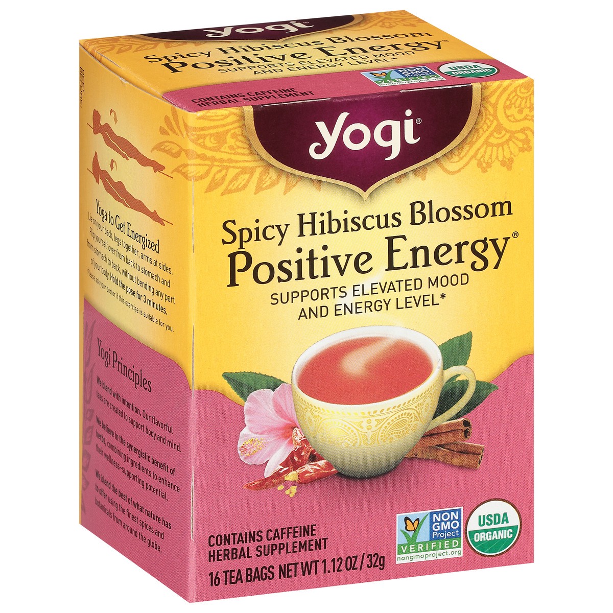 slide 2 of 9, Yogi Tea Spicy Hibiscus Blossom Positive Energy, Black Tea, Wellness Tea Bags, 16 Count, 16 ct