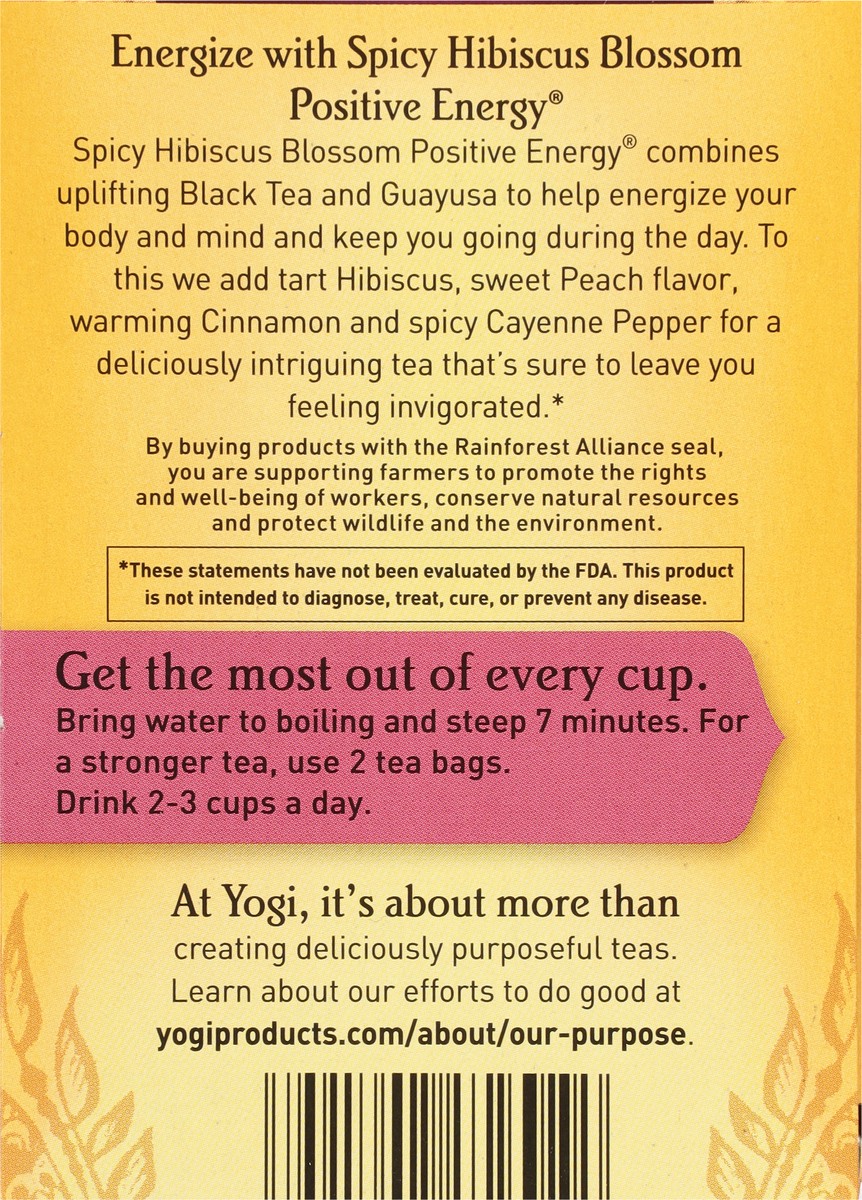slide 3 of 9, Yogi Tea Spicy Hibiscus Blossom Positive Energy, Black Tea, Wellness Tea Bags, 16 Count, 16 ct
