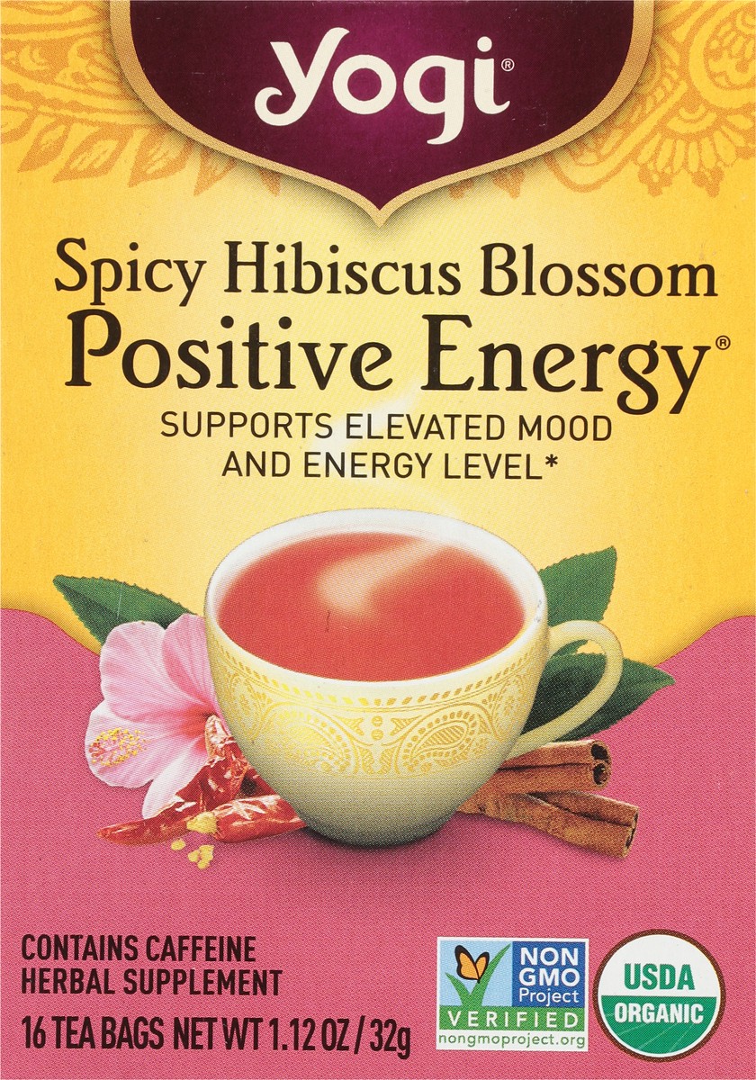 slide 4 of 9, Yogi Tea Spicy Hibiscus Blossom Positive Energy, Black Tea, Wellness Tea Bags, 16 Count, 16 ct